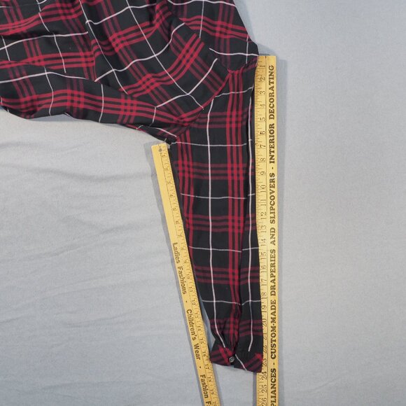 J Jill Shirt Womens Medium Burgandy Red Plaid Rayon Preppy Loose Flowy Cottage - Picture 6 of 8